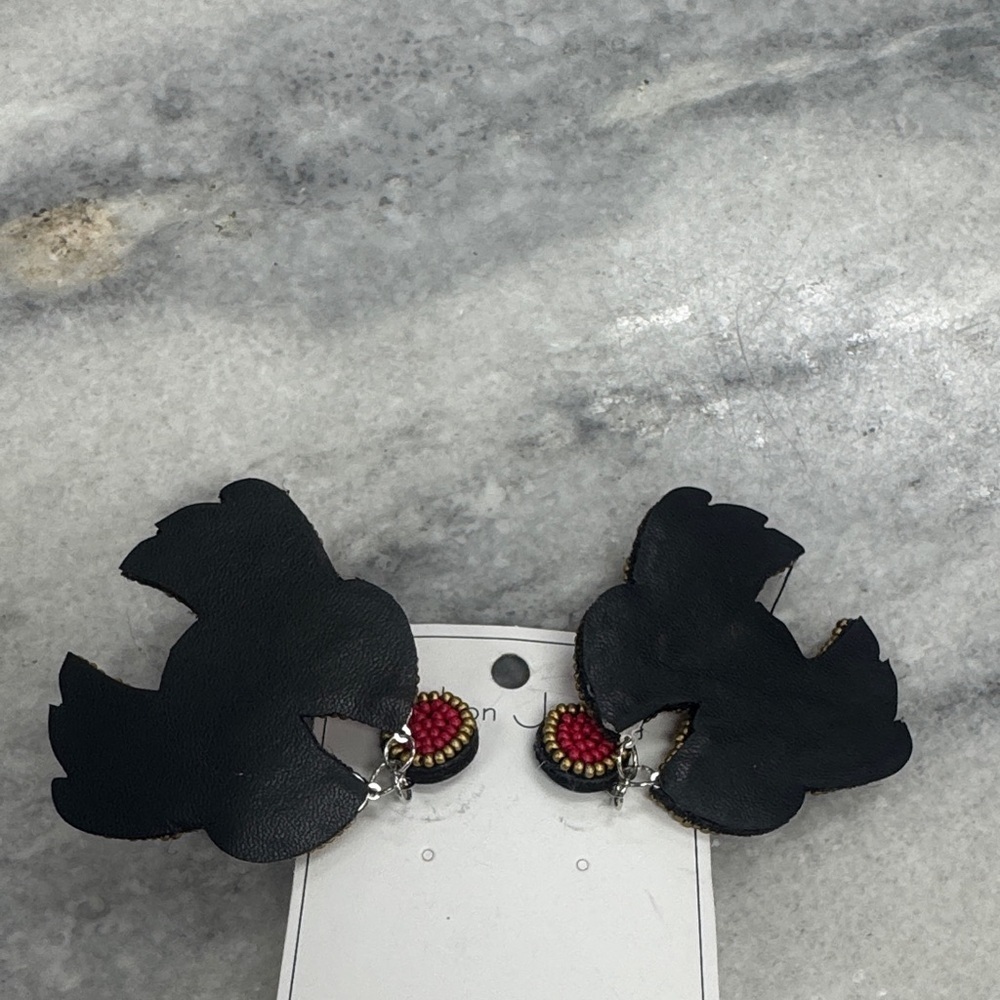 Red and Gold Beaded Crab Earrings - Picture 2 of 2